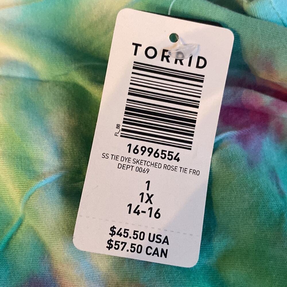 Torrid VIBES TIE-DYE LOVESICK TIE-FRONT TEE - Picture 8 of 9